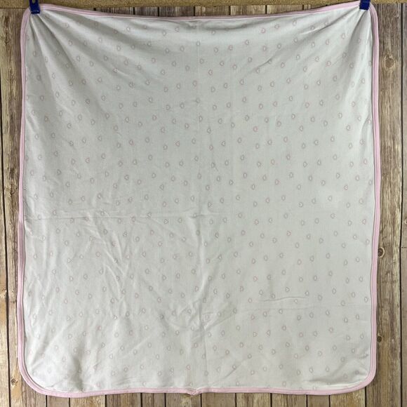 Precious Firsts by Carter’s White Pink Heart Baby Blanket Cotton Stretch Jersey - Picture 6 of 7